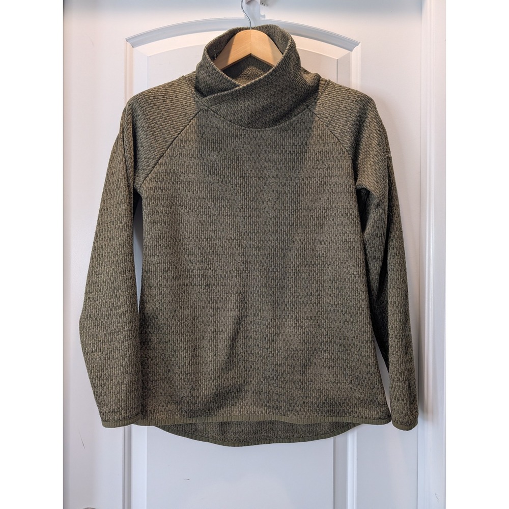 Columbia Womens Olive Green Heather Ribbed Knit Fleece Turtleneck Sweater M